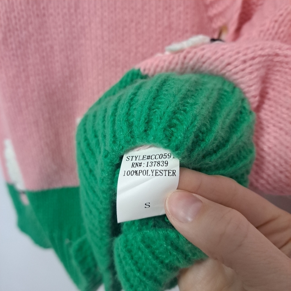 Dreamers By Debut Counting Sheep 3D Bobble Cardigan Pink Small NWOT - Picture 6 of 7